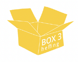 kartonnen doos met de tekst Box 3 heffing