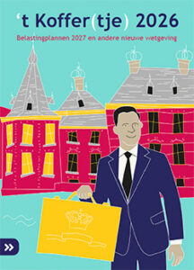 illustratie van minister Heinen met het koffertje op Prinsjesdag 2026